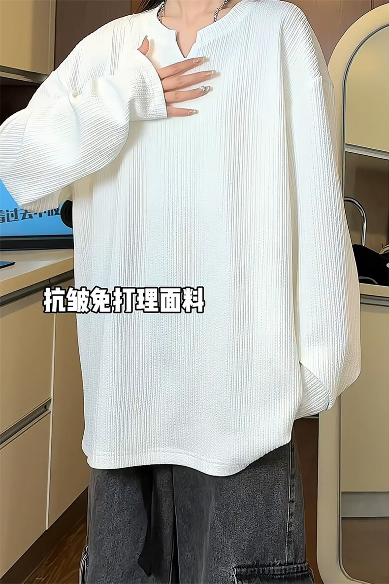 量大优供视频港风摆拍大码V领长袖T恤卫衣男CP81-特p25,男装T恤,电商B371