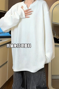 量大优 供视频 港风摆拍大码V领长袖T恤卫衣男 CP81-特p25图片