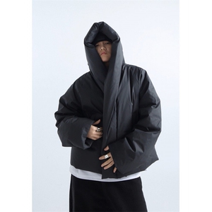 WT122-P135 男女同款磁吸门襟立体蓬松充棉廓形连帽短棉服 网图图片
