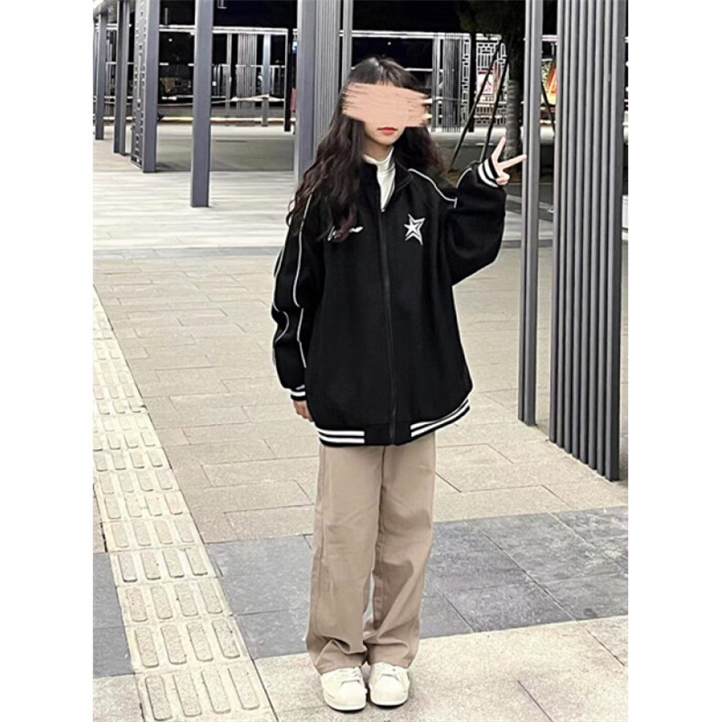 飞行员夹克棒球服男潮牌宽松小众百搭休闲工装外套W666,男装夹克,星座1116A（原606A-3）