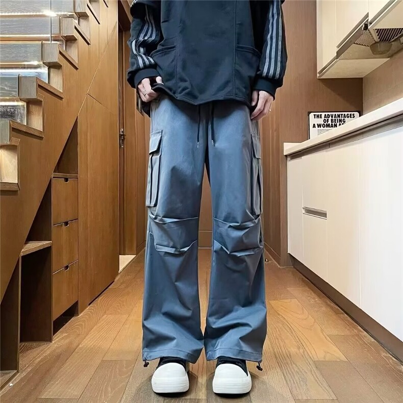 休闲裤男士韩版潮流高街帅百搭褶皱宽松2024秋冬ins长裤K5810-P39,男装休闲裤,星座412-2