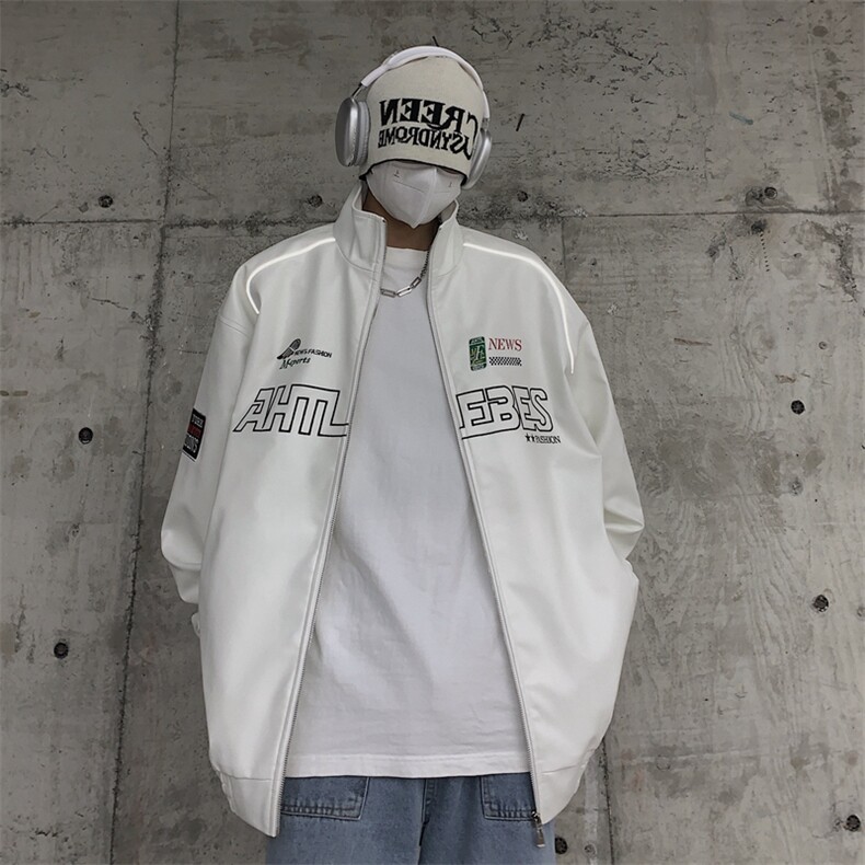 春季新款机车服夹克男潮炸街痞帅外套宽松赛车潮牌JK079-P83,男装夹克,星座308B-2