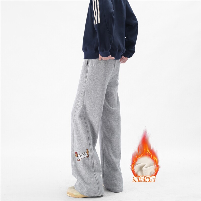 A429-YK360-特批常规42加绒48小狗刺绣显高显瘦百搭休闲卫裤，男装休闲裤，电商A429