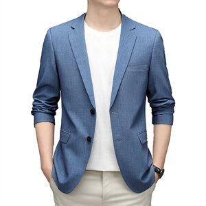 西服男薄款中年休闲西装外套男单西上衣便西2023春秋季新款时尚图片