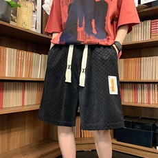 棋盘格短裤男夏季潮休闲沙滩裤贴标美式五分裤子K09-P40-控68，男装休闲裤，星座816A（原B366）