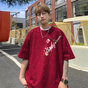 可48小时发货支持抖音得物来样二开 美式满天星亮片短袖T恤MTX643图片
