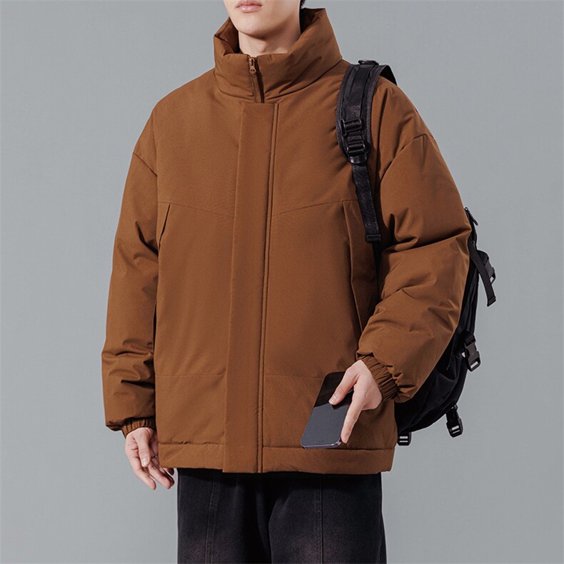 现货美式高街休闲夹克冬季立领纯色三防户外工装加厚棉服外套图片