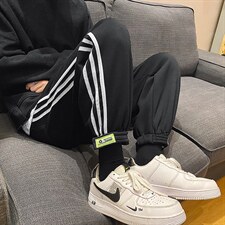秋冬运动裤百搭休闲长裤韩版宽松卫裤潮牌束脚裤K533-p35加绒40，男装休闲裤，星座1008-1