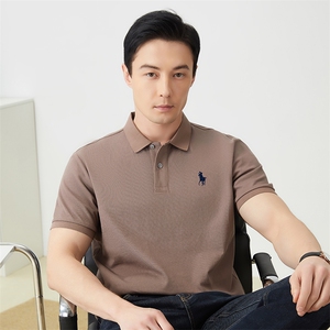 纯棉Polo衫男夏季新款商务透气休闲半袖高级感翻领体恤纯色百搭图片