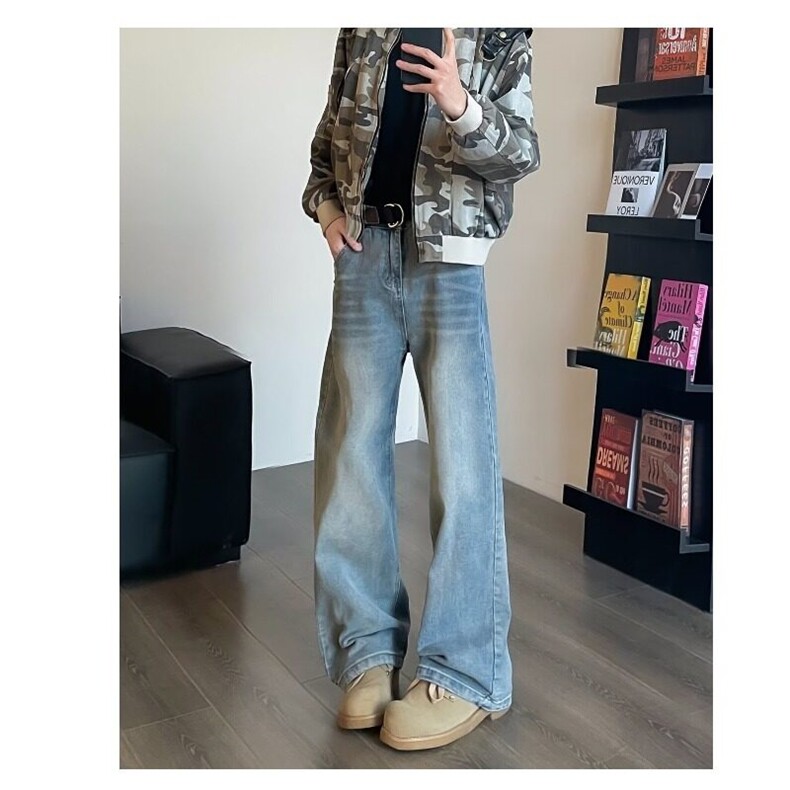 新款潮流水洗高腰撞色牛仔裤拼接休闲百搭阔腿裤，男装牛仔裤，星座410-6（原星座1304-1）