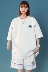 2024夏装港风学生潮绣标短袖T恤两件套套装男女8046-P78控价98，男装T恤，电商A441-1