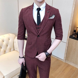 夏季薄款礼服西装三件套 男装西服套装1012-W8013-P255图片