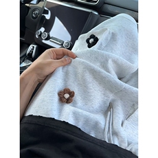 花朵刺绣工装短裤男生夏季少年感运动中裤美式高街直筒宽松七分裤，男装休闲裤，电商A102B