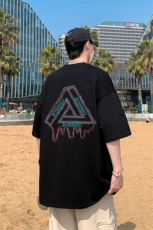 港风夏季纯棉宽松休闲圆领重磅230克短袖男T恤-T717-P20，男装T恤，星座310B