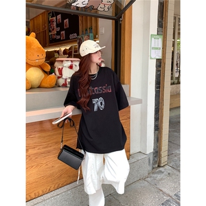 2025新款夏季印花T恤220克情侣短袖打底衫T1077 特P25-控38图片