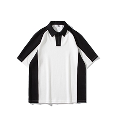 特P35无差价新款时尚夏季百搭拼色POLO衫-POLO01日系白底，男装Polo衫，电商A003