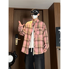 控价59港风格子衬衫宽松外套男女衬衣百搭格子外套CS2401P35，男装衬衫，电商A128