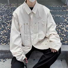 秋季chic高级感小众薄款夹克男设计感宽松复古翻领外套W7833-P70，男装夹克，星座512-4