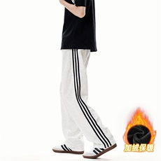 A178-K2838JR大货秋冬季加绒加厚三条杠卫裤直筒宽松特P42，男装休闲裤，电商A178