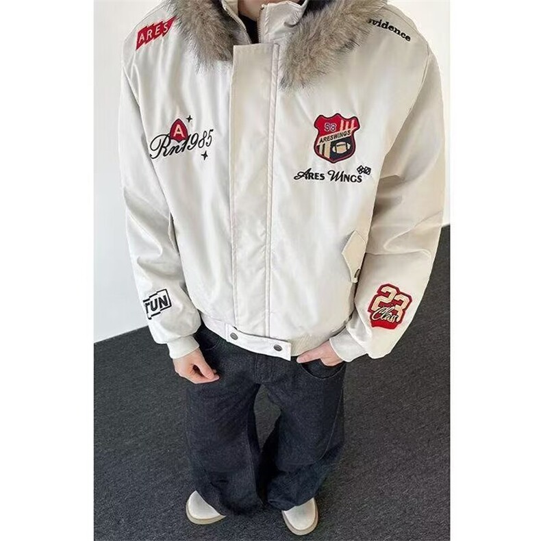 复古刺绣帽子可拆卸加厚棉衣男女冬季宽松情侣棉服MZ223-P105图片