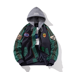 现货秋冬季刺绣徽章潮牌夹克棉衣棒球服欧美街头飞行员外套，男装棉衣，电商A105