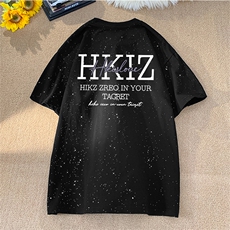 抖音得物供货现货美式潮美式满天星亮片潮牌宽松印花T恤AMTX02，男装T恤，电商A443