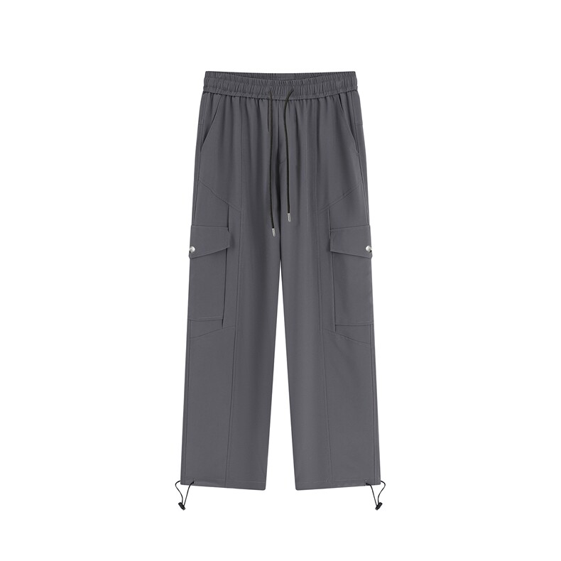 冰丝工装口袋可束脚休闲裤K042平铺92%聚酯纤维8%氨纶(S-2XL)TP27图片