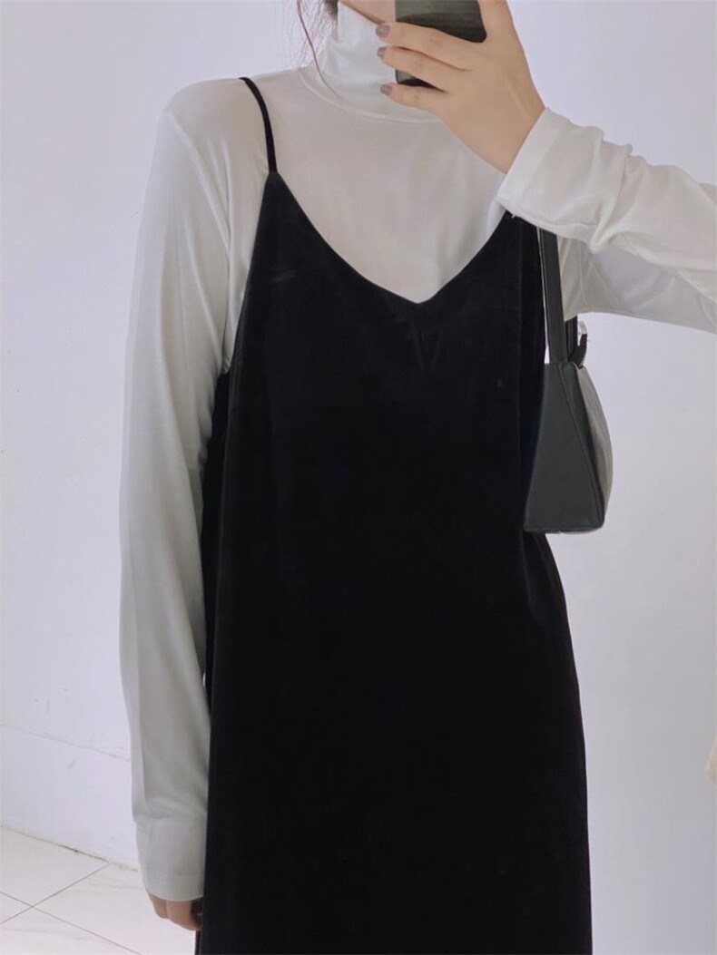 丝绒吊带裙，女装背心吊带，驿谷