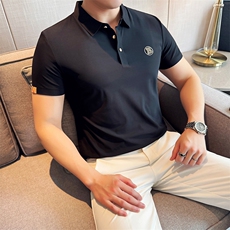 2025夏季凉感主推款轻奢薄款无痕冰丝短袖T恤翻领Polo衫T0719-P68，男装T恤，电商D342