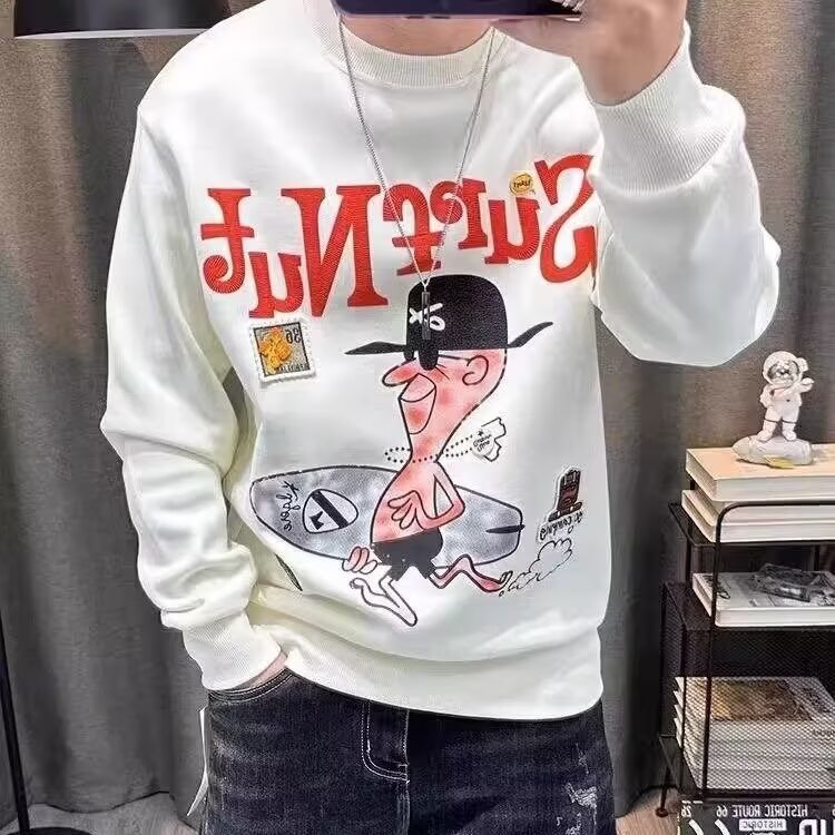 卫衣男圆领2025新款ins潮牌男装时尚印花长袖上衣春秋款外套内搭,女装短外套,星座506A