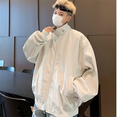 2026春复古机车皮衣外套男女短款棒球服皮夹克PY172，男装夹克，星座1108