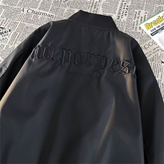 美式街头棒球服男秋冬新款小众潮牌宽松飞行员夹克外套W6851-P60，男装夹克，星座412-3