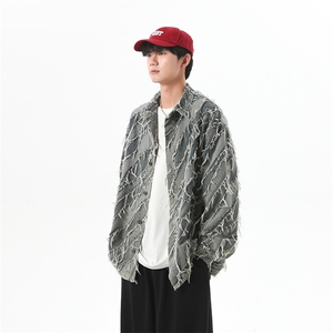 欧美街头高街猫须毛边破坏做旧重工牛仔夹克薄外套男秋JK1082-P70,男装夹克,星座1103-3