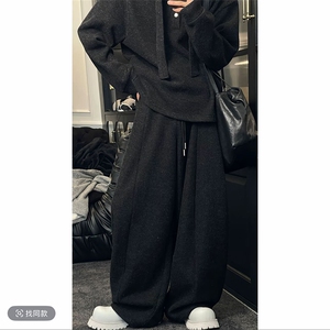 冬季加绒保暖慵懒针织卫衣弯刀裤套装男TZ355上衣81裤子85 (网图)图片