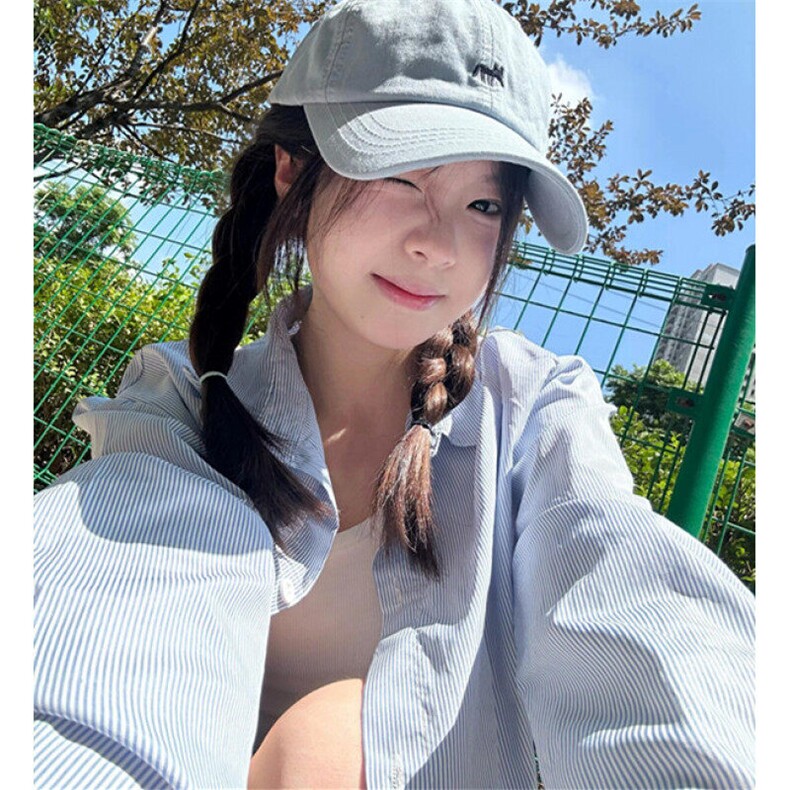 蓝色条纹字母衬衫春秋季设计感气质POLO领长袖防晒衬衣CY25,男装衬衫,星座1116A（原606A-3）
