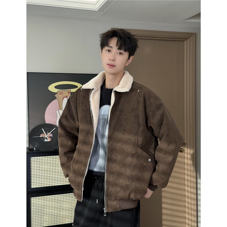 PY5552-P85特  冬季PU皮棉服兔毛加绒加厚保暖棉衣图片