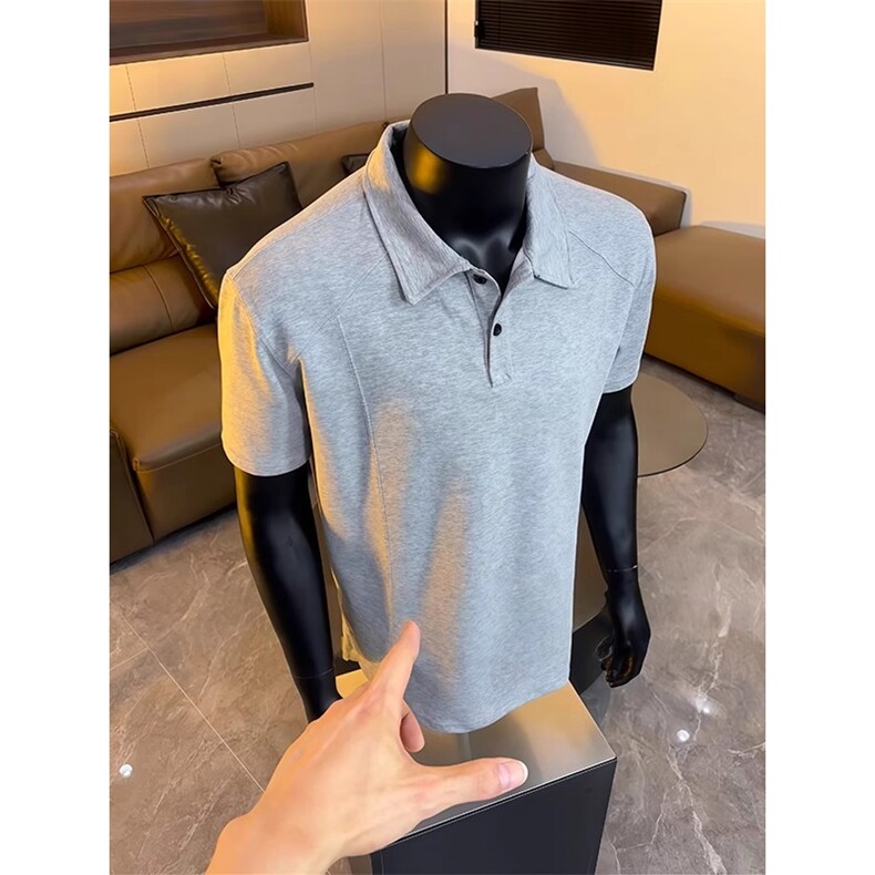 解构拼接翻领polo衫短袖肩t恤宽肩显壮半截袖TX171特P43,男装Polo衫,星座908-1