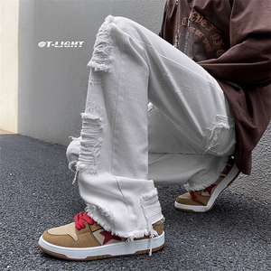 B221 秋冬新款美式ins高街小众贴布破洞牛仔裤 LK22065-P65 控88图片