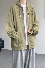 美式复古设计感针织连帽外套男女小众慵懒卫衣开衫潮牌WY21P78，男装卫衣，电商D206-1