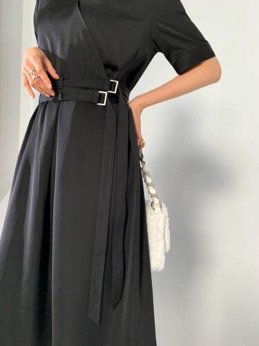 现货夏装缎面显瘦连衣裙，女装连衣裙，M&VC