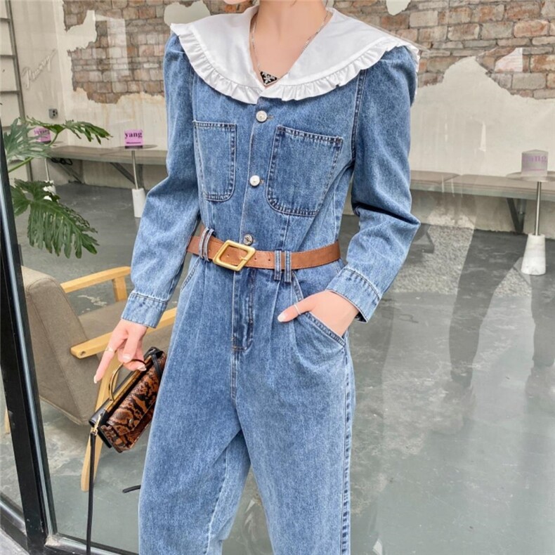 牛仔连体裤，女装连体裤，米可儿