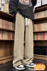 秋冬款咖色休闲裤男拖地长裤大码宽松百搭直筒裤A061-YJ6696-P65，男装休闲裤，电商A061