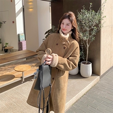 高级感皮毛一体加绒大衣外套女中长款2025冬季新款超好看加厚棉服，女装棉衣/棉服，1C151