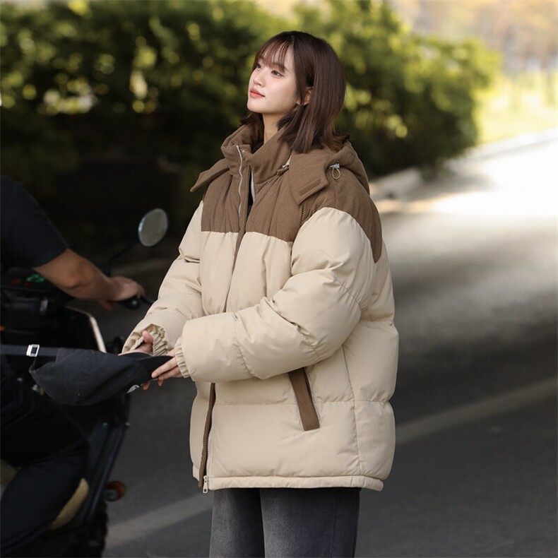 棉服撞色拼接灯芯绒外套男生冬季棉衣情侣装棉袄子M810-P85图片