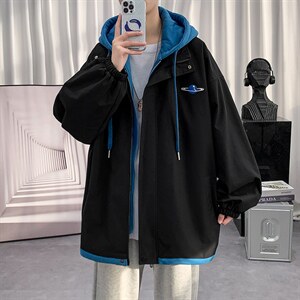 假两件外套男春秋季设计感韩版潮牌宽松夹克22111-73控118图片