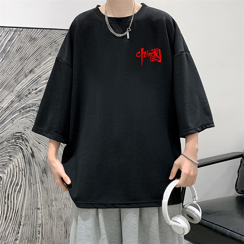 Q11276-P30春夏季七分袖t恤男大码五分袖男短袖中袖大皂风,男装T恤,电商A040
