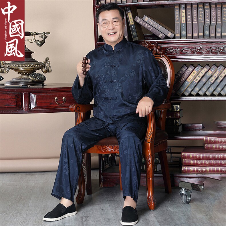 DH003-2013钱塘2020-2春季两件套中老年男士唐装风套装P97,男装民族服装,钱塘207-2