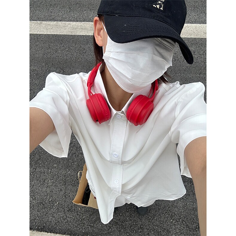 薄款冰丝短袖衬衫男简约纯色垂感休闲痞帅衬衣 CS288-P20图片