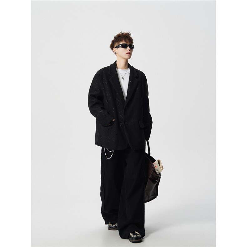 满天星毛呢西装大码M-5XL加棉大衣聚酯纤维XF78155P118控188，男装西服套装，星座227-7