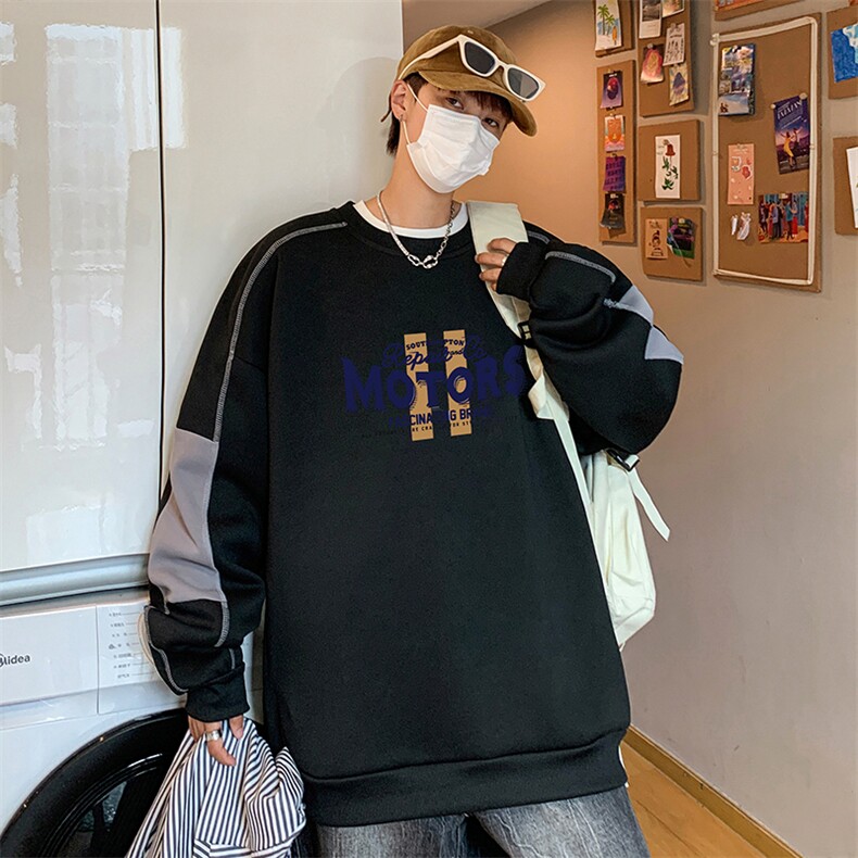 2025春秋款复古潮牌宽松百搭无帽长袖A068-MLWY14-TP45,男装卫衣,电商A068
